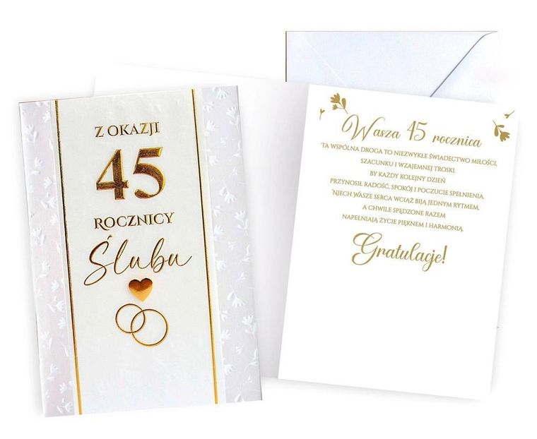 Kukartka, karnet, Rocznica ślubu 45