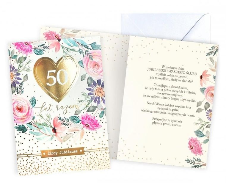 Kukartka, karnet, rocznica ślubu 50