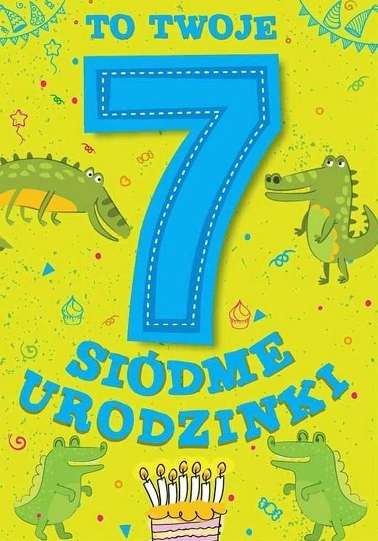 Kukartka, karnet Urodzinowy Siódme urodzinki