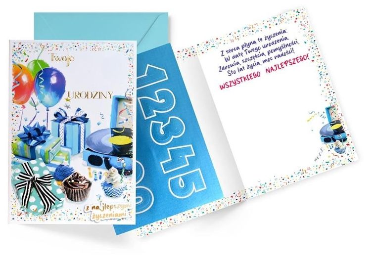 Kukartka, karnet urodzinowy, wymienne cyfry