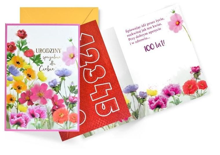 Kukartka, karnet urodzinowy, wymienne cyfry