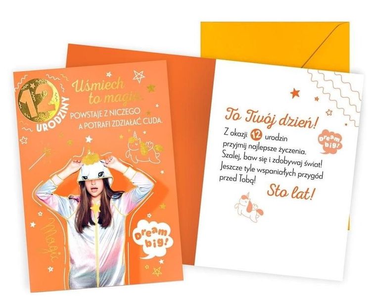 Kukartka, karnet, Urodziny 12, dziewczynka