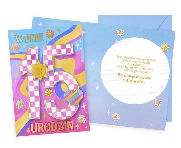 Kukartka, karnet urodziny 15