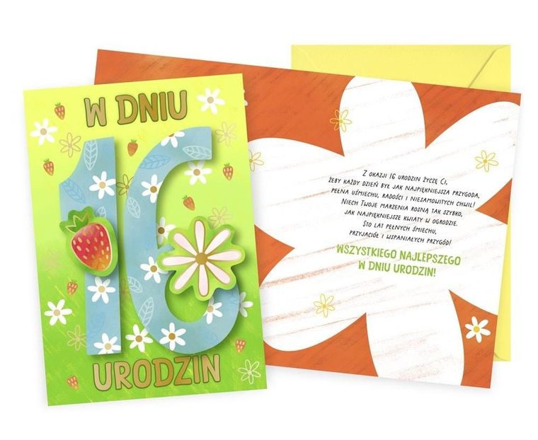 Kukartka, karnet urodziny 16