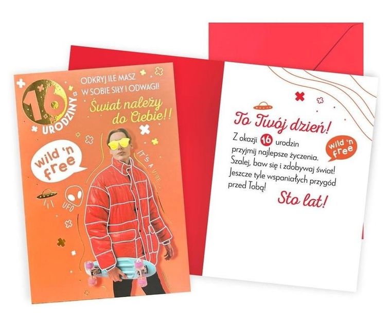 Kukartka, karnet, Urodziny 16, chłopak