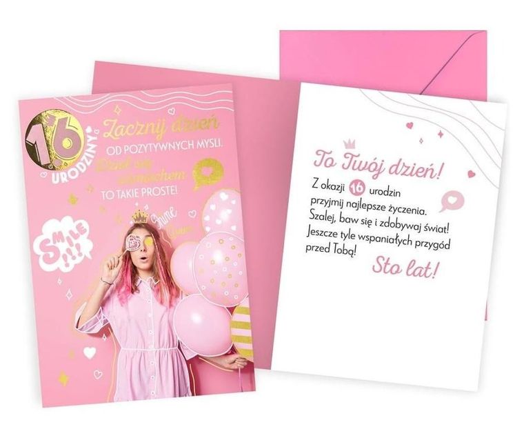 Kukartka, karnet, Urodziny 16, dziewczyna