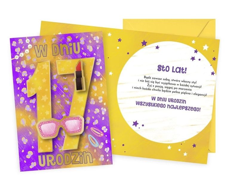 Kukartka, karnet urodziny 17