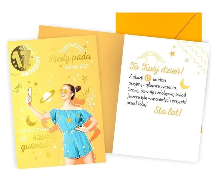 Kukartka, karnet, Urodziny 17, dziewczyna