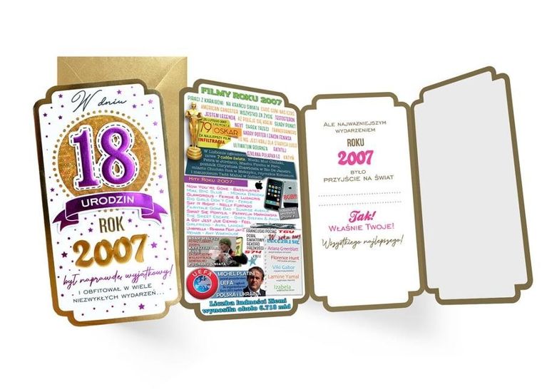 Kukartka, karnet, urodziny 18
