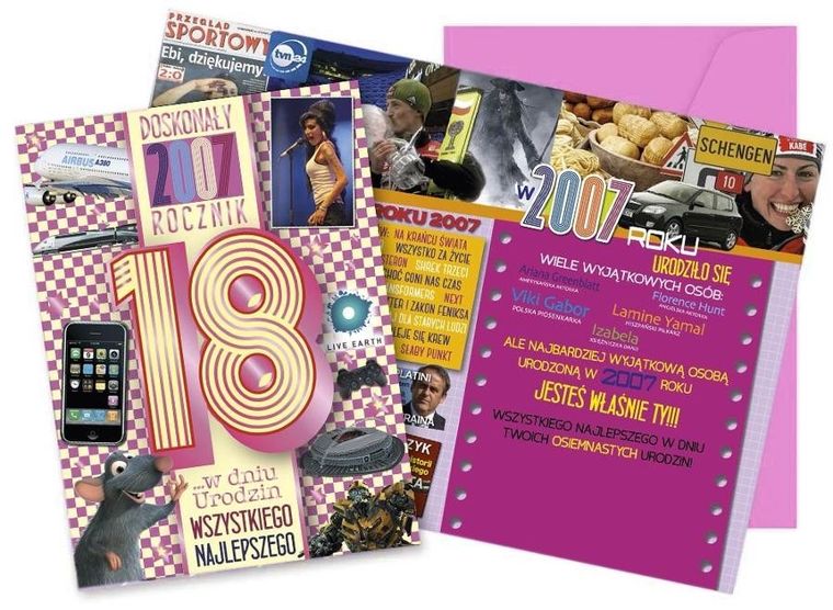 Kukartka, karnet, urodziny 18