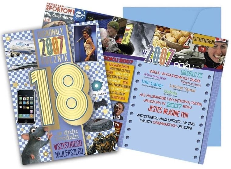 Kukartka, karnet, urodziny 18