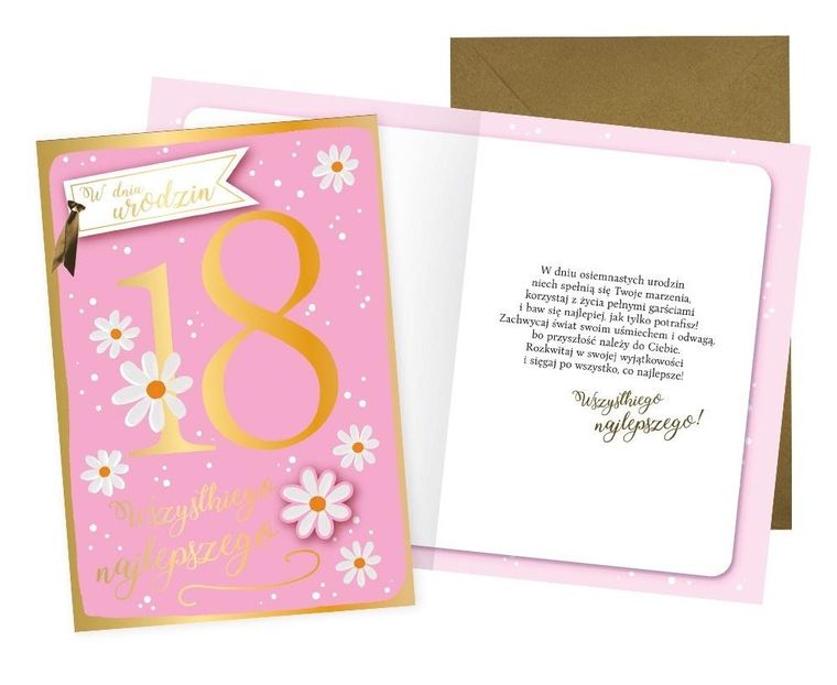 Kukartka, karnet urodziny 18