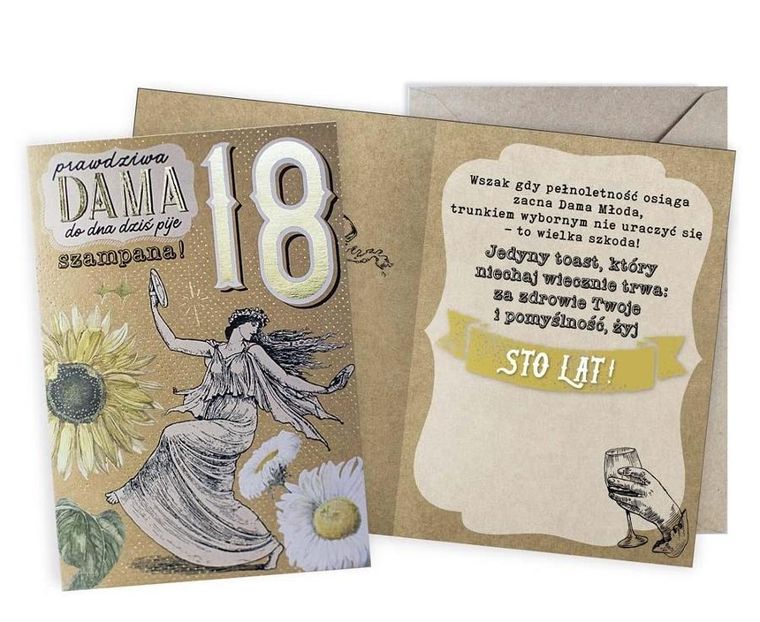 Kukartka, karnet, Urodziny 18, vintage