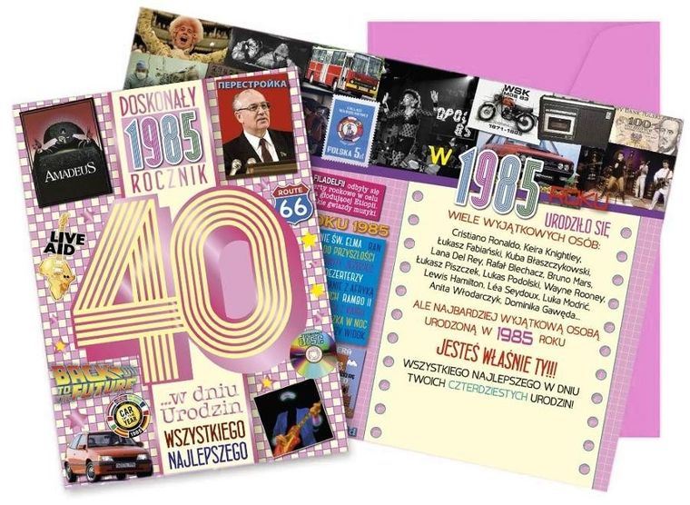 Kukartka, karnet, urodziny 40