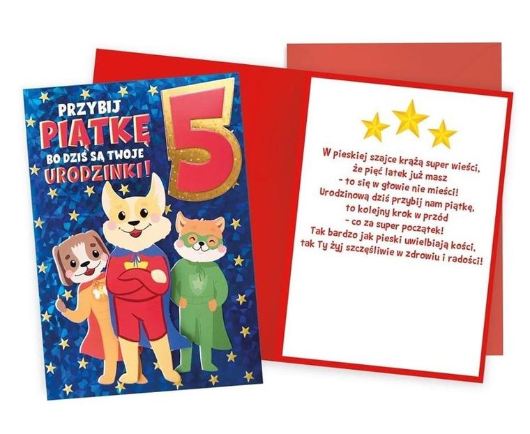 Kukartka, karnet, Urodziny 5, pieski