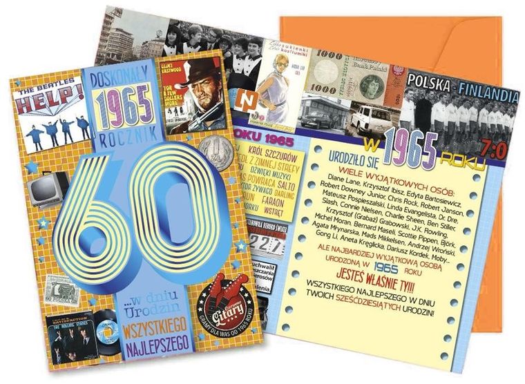 Kukartka, karnet, urodziny 60