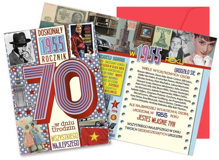 Kukartka, karnet, urodziny 70