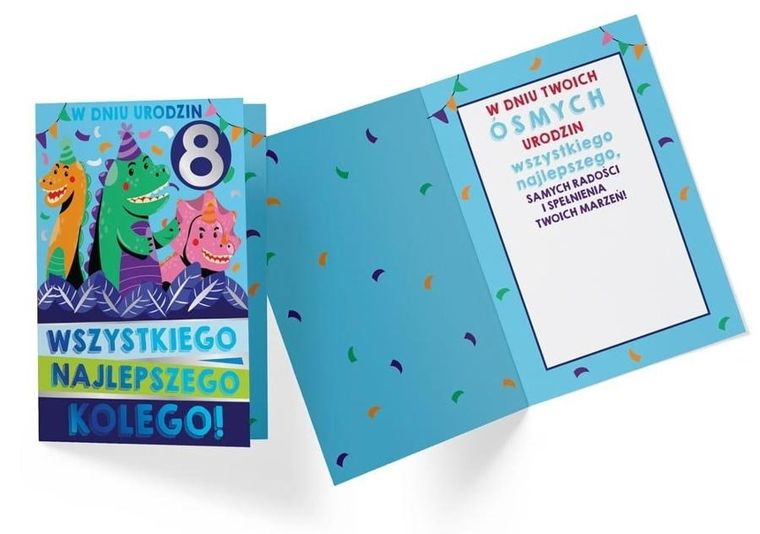 Kukartka, karnet, Urodziny 8, chłopiec