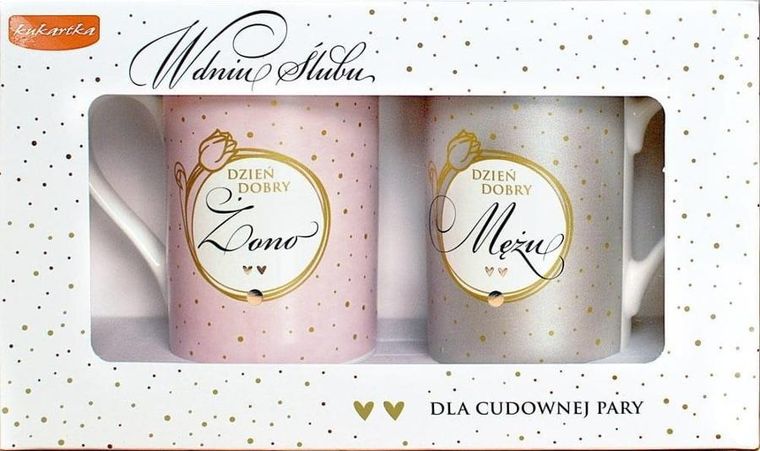 Kukartka, komplet kubków dla pary, ślub, 2-275 ml