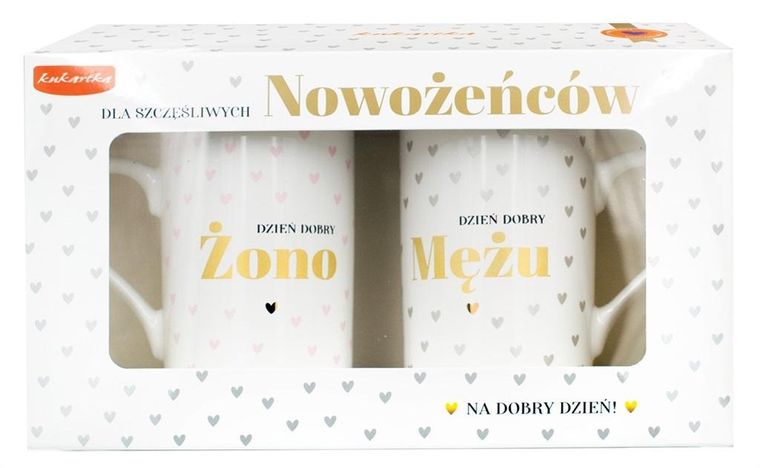 Kukartka, komplet kubków, Ślub