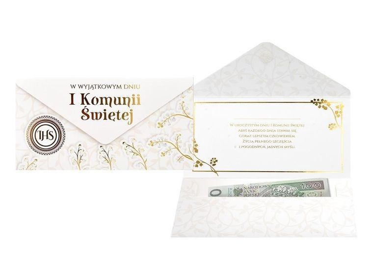 Kukartka, koperta podarunkowa, Komunia