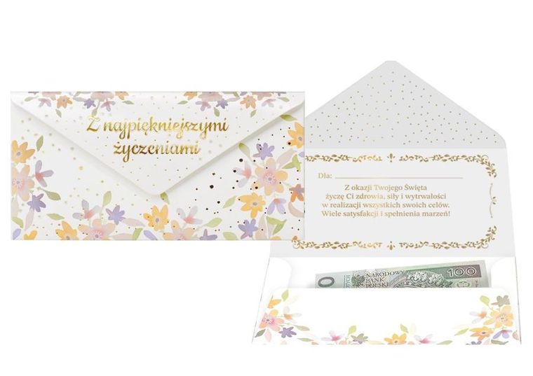 Kukartka, koperta podarunkowa, Z najpiękniejszymi życzeniami