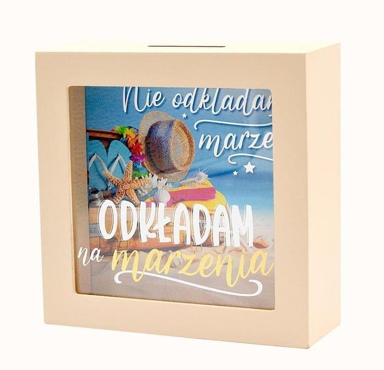 Kukartka, skarbonka, na marzenia plaża