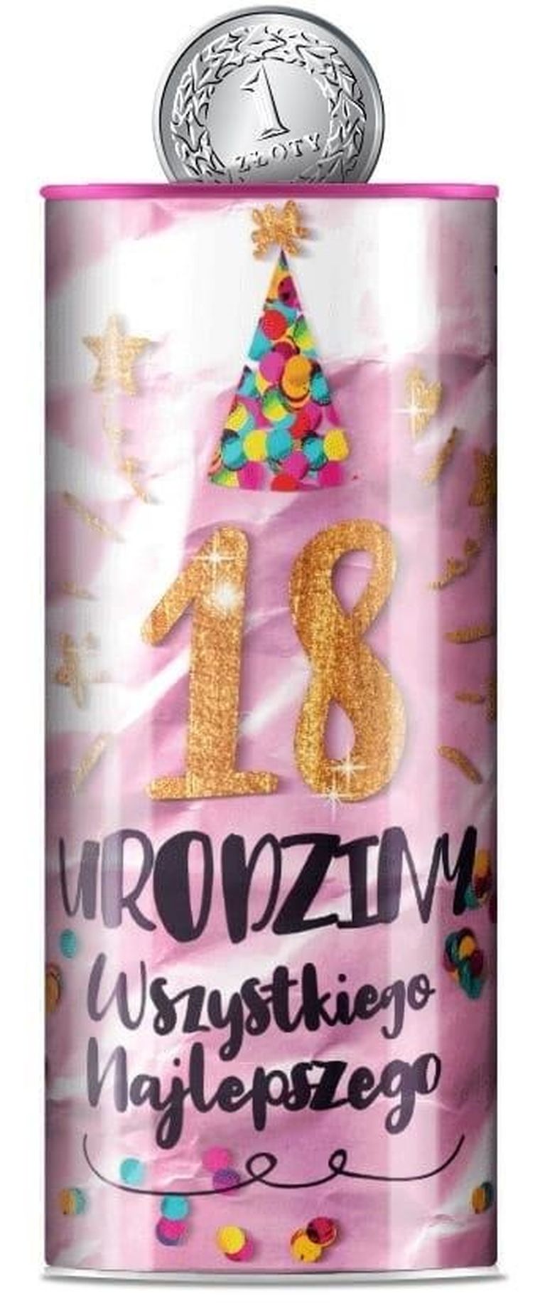 Kukartka, skarbonka, puszka, urodziny 18