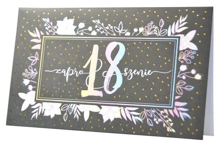 Kukartka, zaproszenia na 18 urodziny, 5 szt.