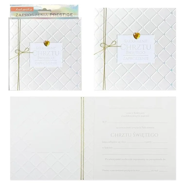 Kukartka, zaproszenie, Chrzest, 5 szt.