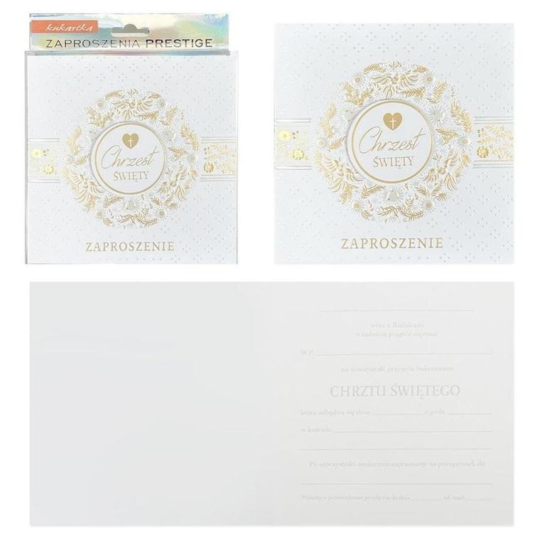 Kukartka, zaproszenie, Chrzest, 5 szt.