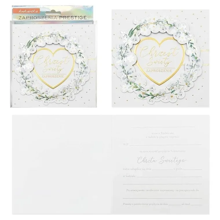 Kukartka, zaproszenie, Chrzest, 5 szt.