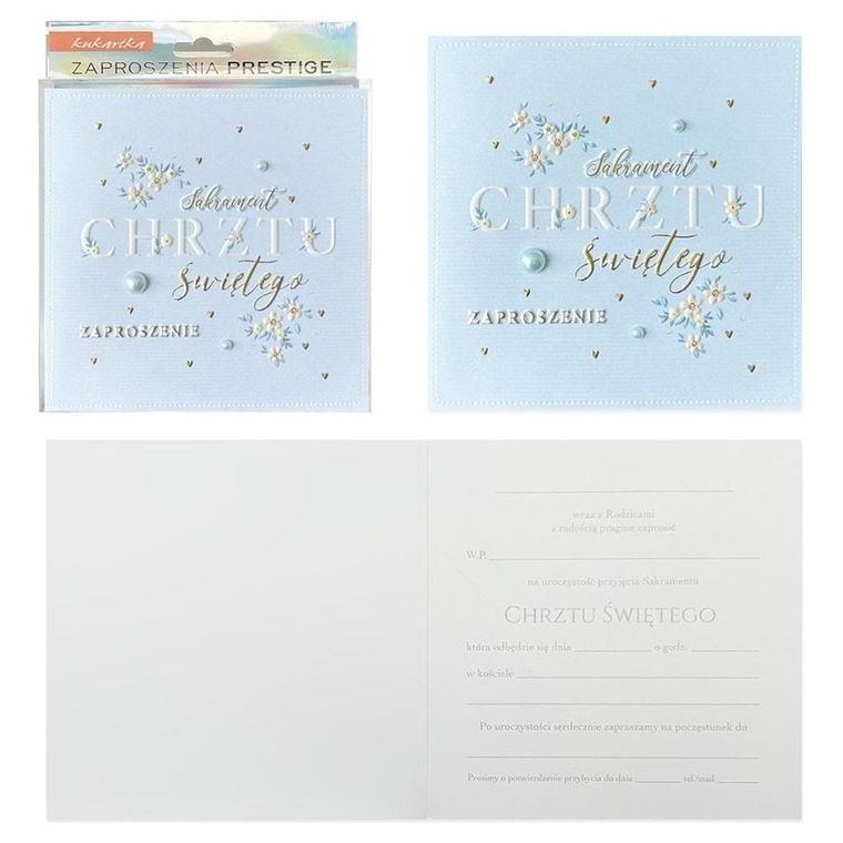 Kukartka, zaproszenie, Chrzest, 5 szt.