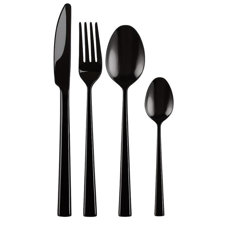 Kulig, Piano, komplet sztućców, Shiny Black, 24 szt.