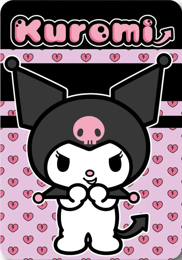 Kuromi, koc polarowy, różowy, 100-140 cm