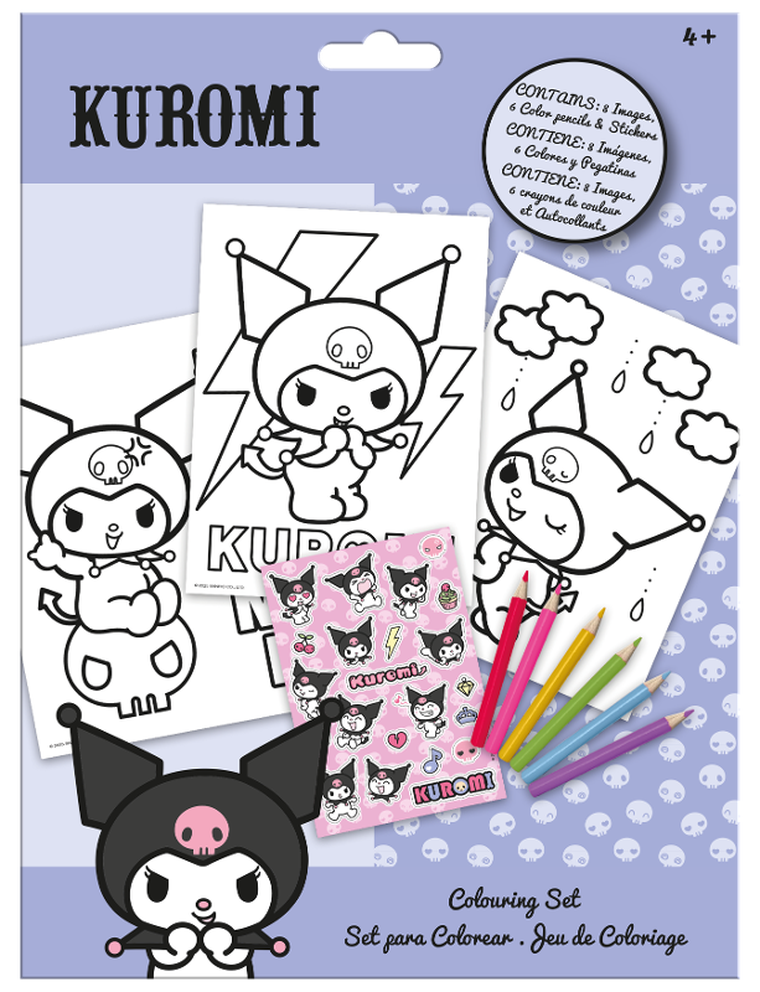 Kuromi, zestaw do kolorowania z kredkami