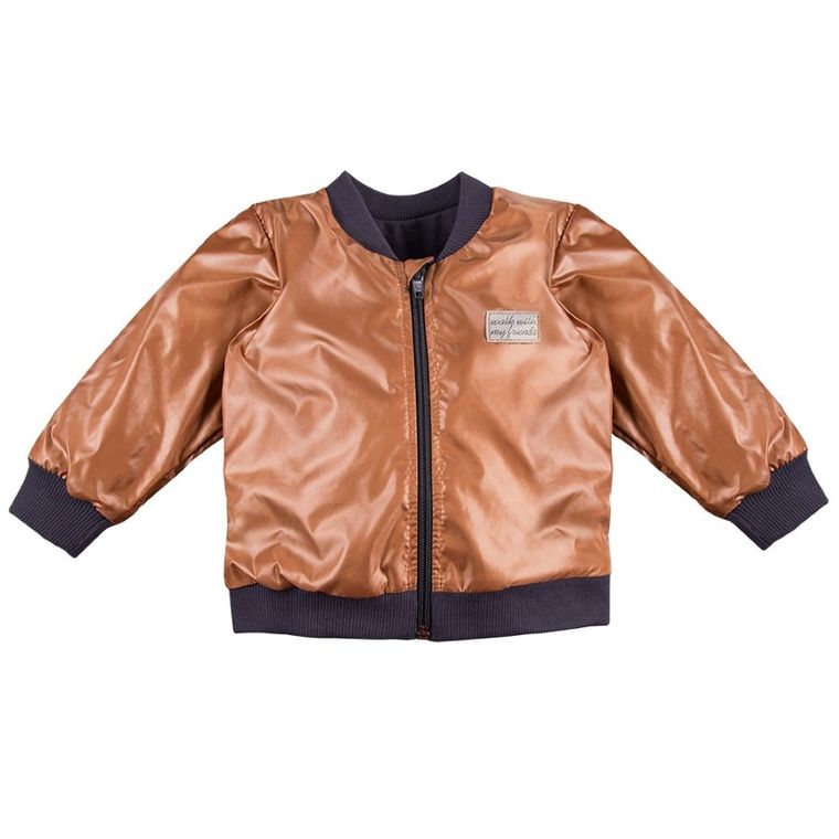 Kurtka bomberka chłopięca, brązowa, Walk with my firends, Eevi