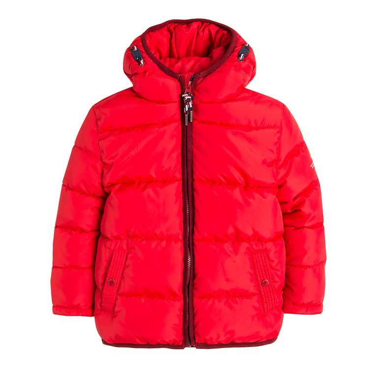 Kurtka chłopięca z kapturem, czerwona, pikowana, Tom Tailor
