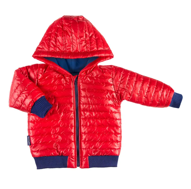 Kurtka chłopięca z kapturem, pikowana, czerwona, Eevi