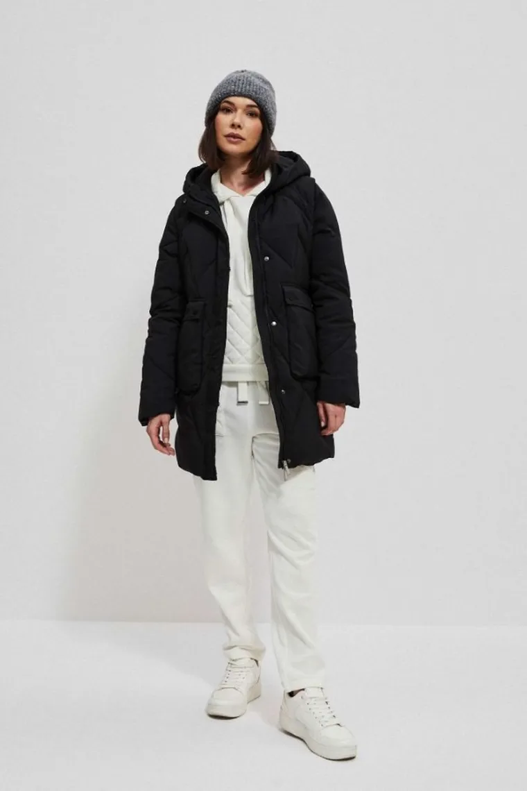 Kurtka damska z kapturem, 2w1, czarna, Moodo