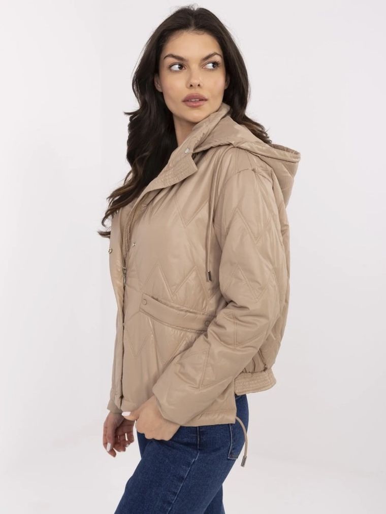 Kurtka damska z kapturem, brązowa, Factory Price