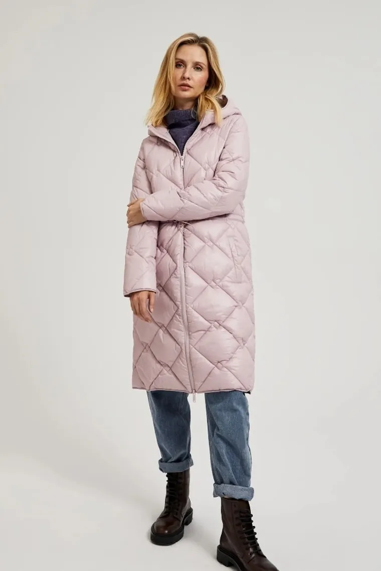 Kurtka damska z kapturem, różowa, Moodo