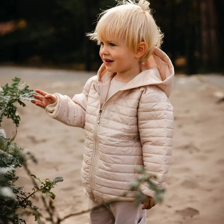 Kurtka dziecięca z kapturem, beżowa, Eevi