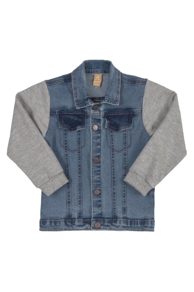 Kurtka jeansowa chłopięca, niebiesko-szara, Up Baby