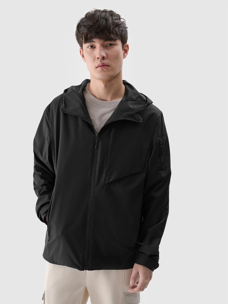 Kurtka męska z kapturem, czarna, 4F