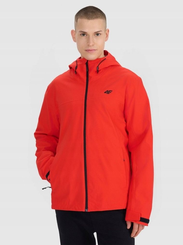Kurtka męska z kapturem, czerwona, 4F