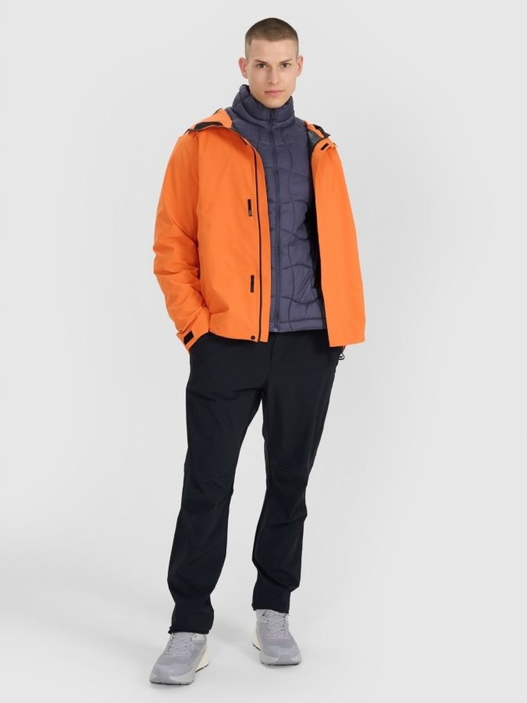 Kurtka męska z kapturem, pomarańczowa, 4F