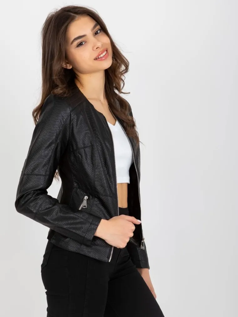 Kurtka ramoneska damska, czarna, Vinceotto