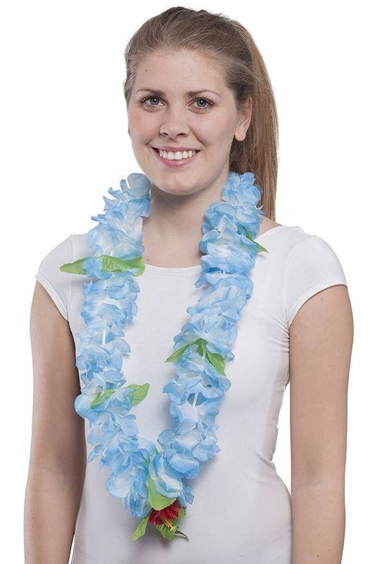 Kwiaty hawajskie, naszyjnik, niebieskie