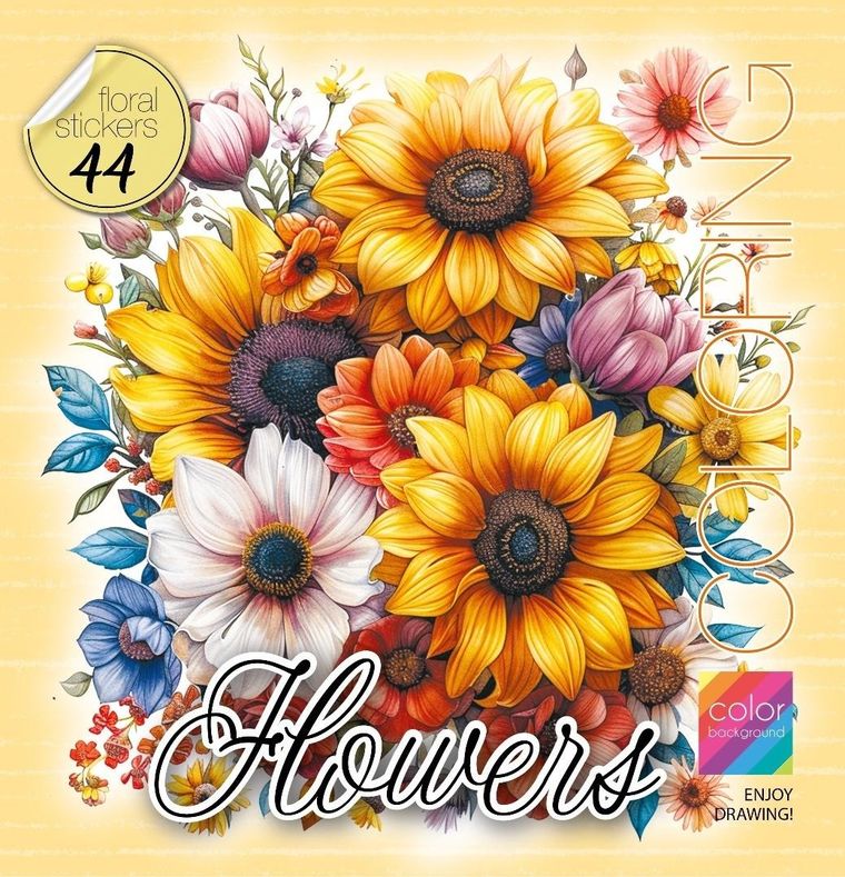 Kwiaty żółte. Kolorowanka z naklejkami